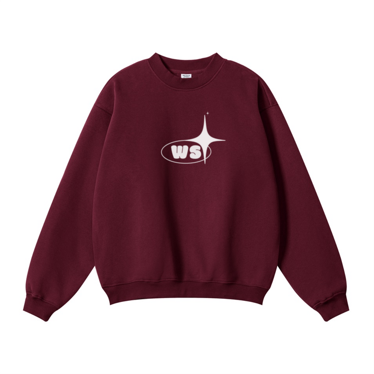 345GSM Women’s Solid-Color Crew Neck  Relaxed Fit Sweatshirt Deep Red