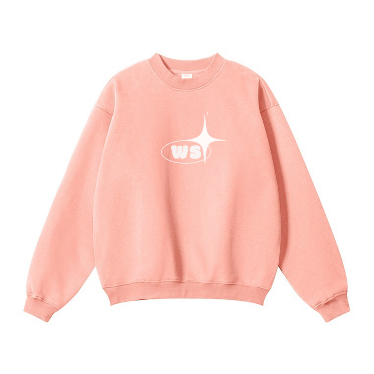 345GSM Women’s Solid-Color Crew Neck  Relaxed Fit Sweatshirt Pink