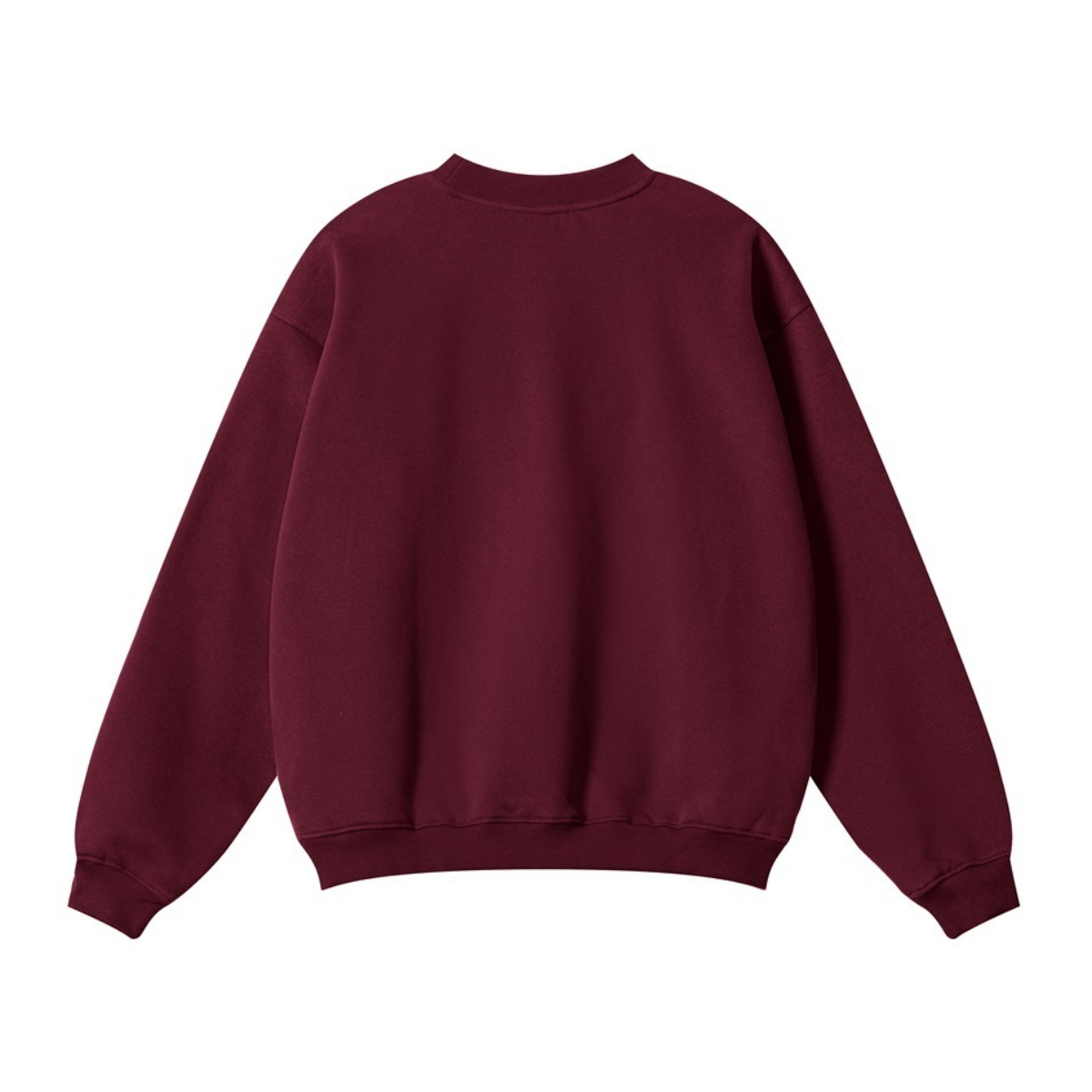 345GSM Women’s Solid-Color Crew Neck  Relaxed Fit Sweatshirt Deep Red