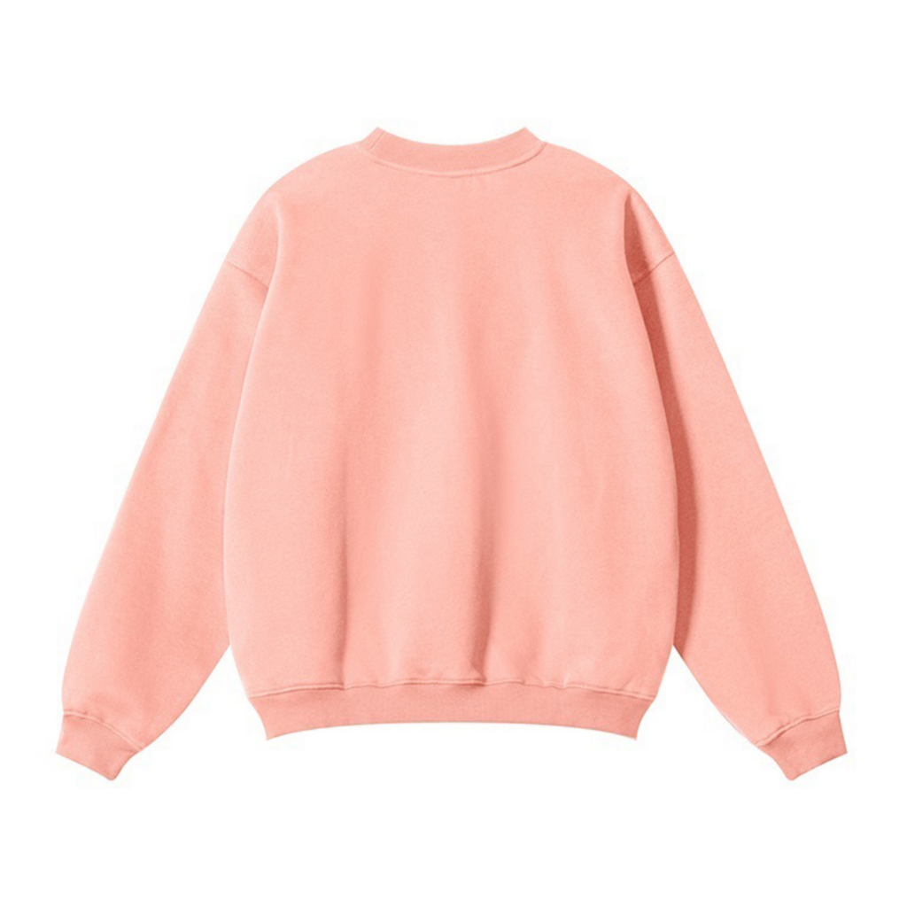 345GSM Women’s Solid-Color Crew Neck  Relaxed Fit Sweatshirt Pink