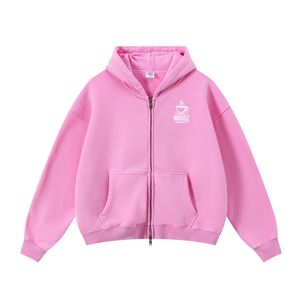 400GSM Unisex Vintage-Wash Boxy-Fit Zip-Up Hoodie Vintage Peach Pink