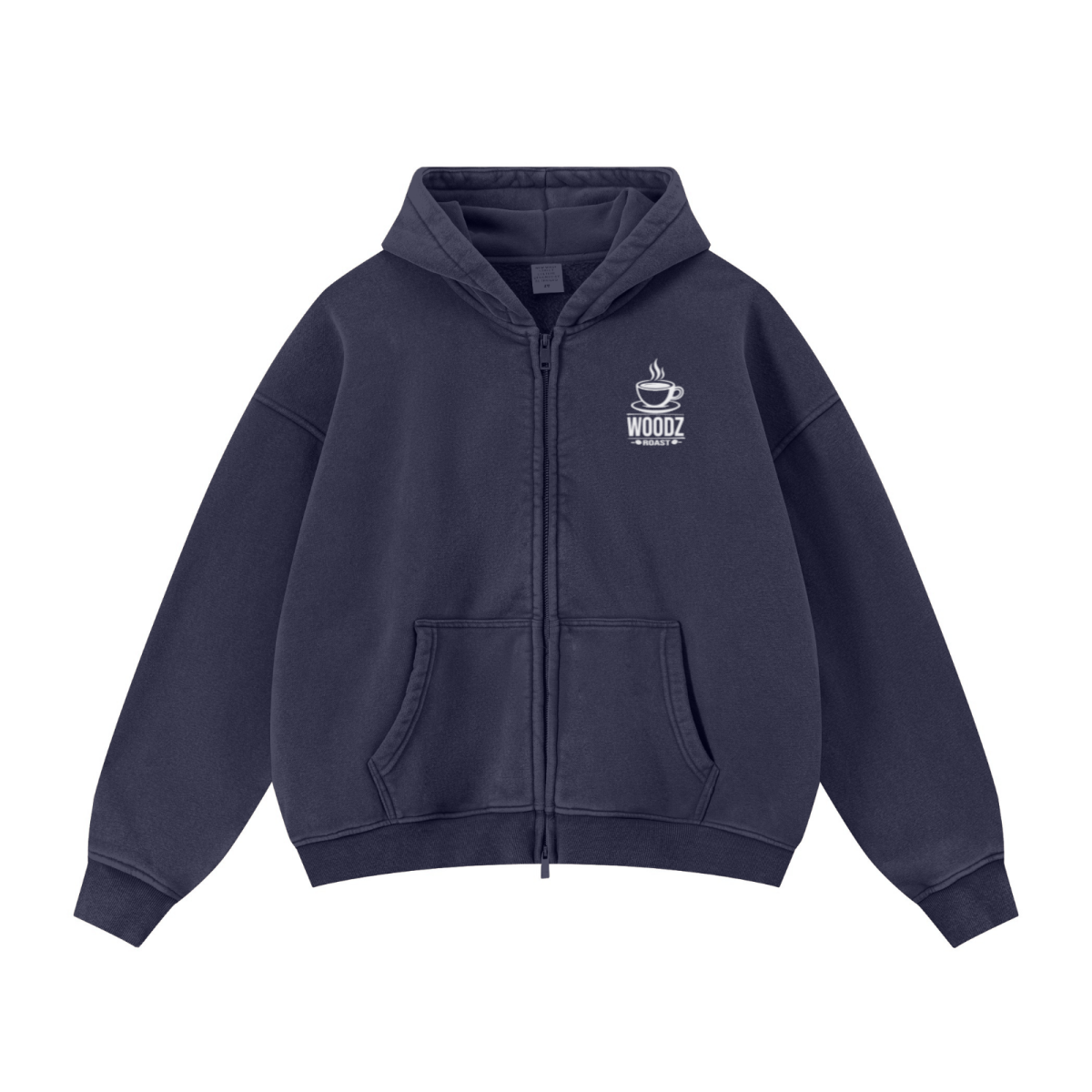 400GSM Unisex Vintage-Wash Boxy-Fit Zip-Up Hoodie Vintage Royal Blue