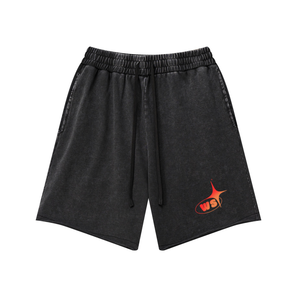 330GSM Women's Heavyweight Raw-Edge Snow-Washed Shorts Vintage Black