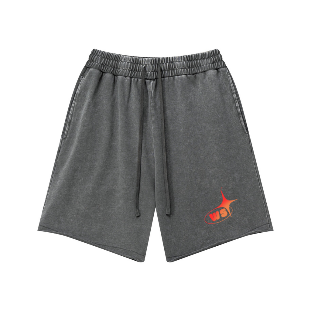 330GSM Women's Heavyweight Raw-Edge Snow-Washed Shorts Vintage Dark Gray