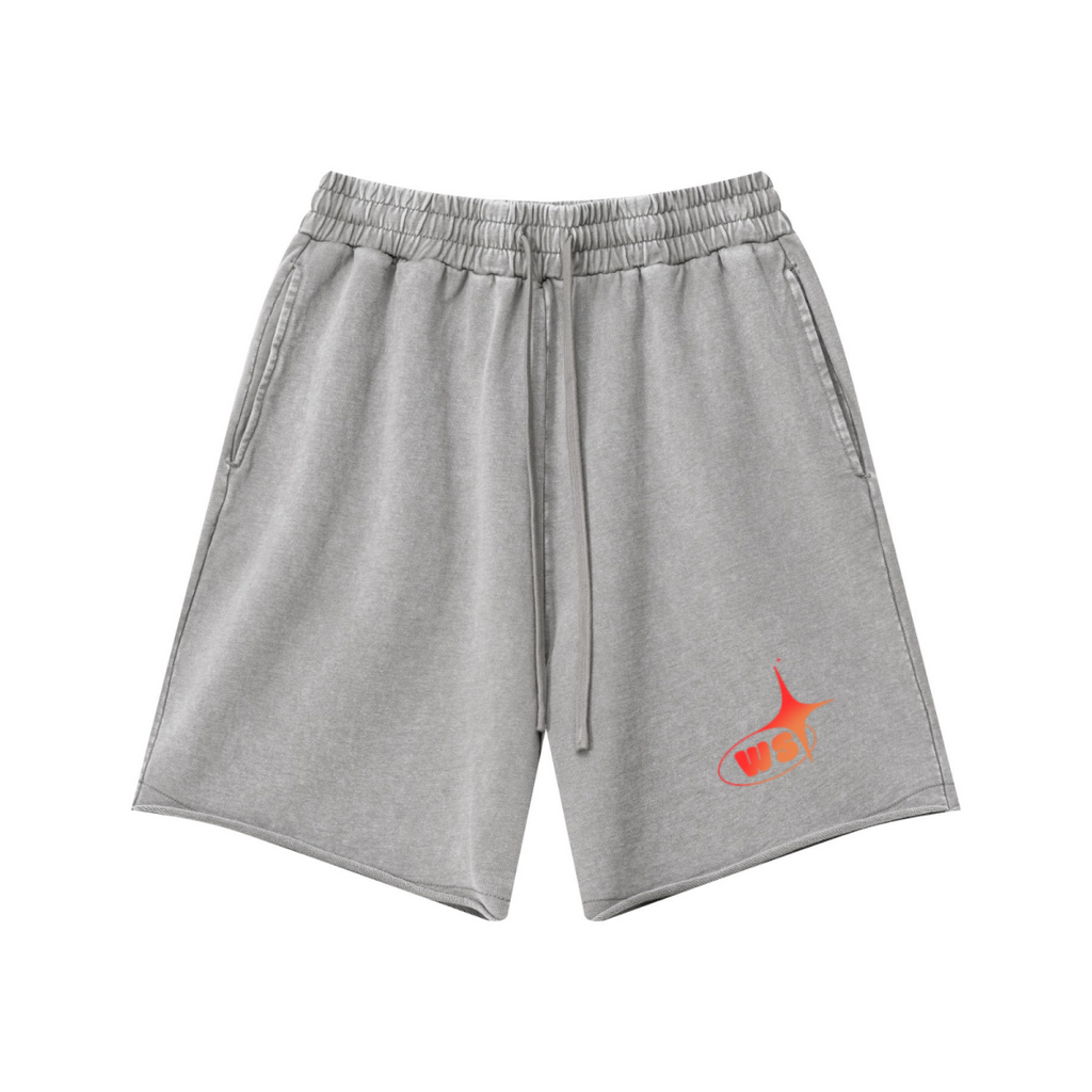 330GSM Women's Heavyweight Raw-Edge Snow-Washed Shorts Vintage Medium Gray