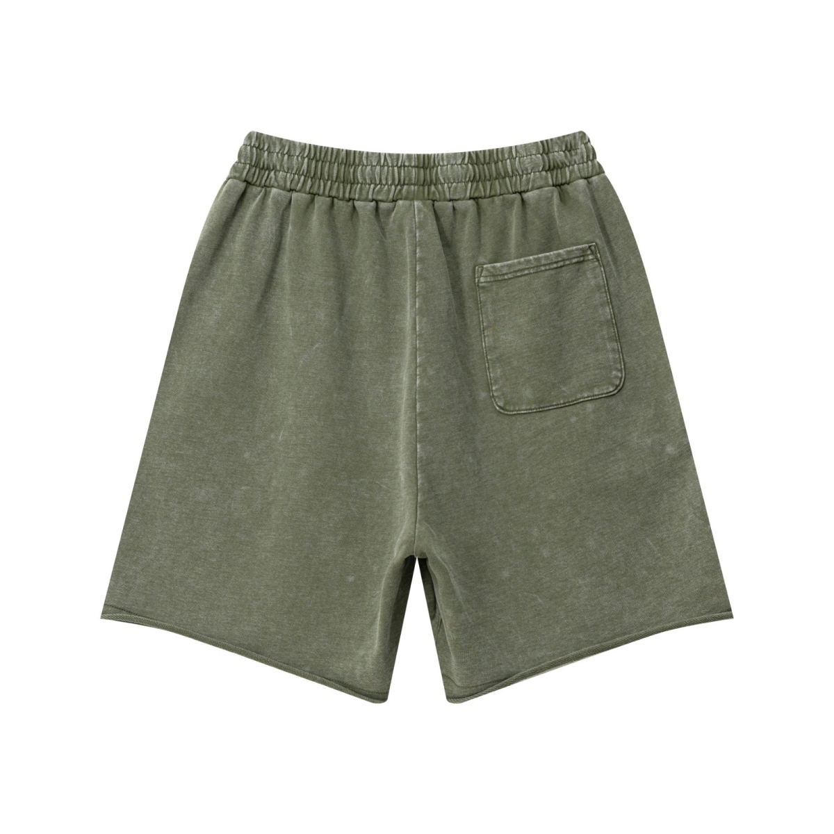 330GSM Women's Heavyweight Raw-Edge Snow-Washed Shorts Vintage Military Green
