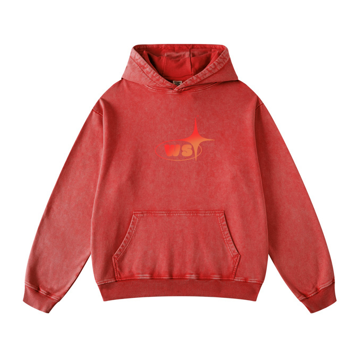 420GSM Women’s Heavyweight Fried-Color Snow-Wash Hoodie Red