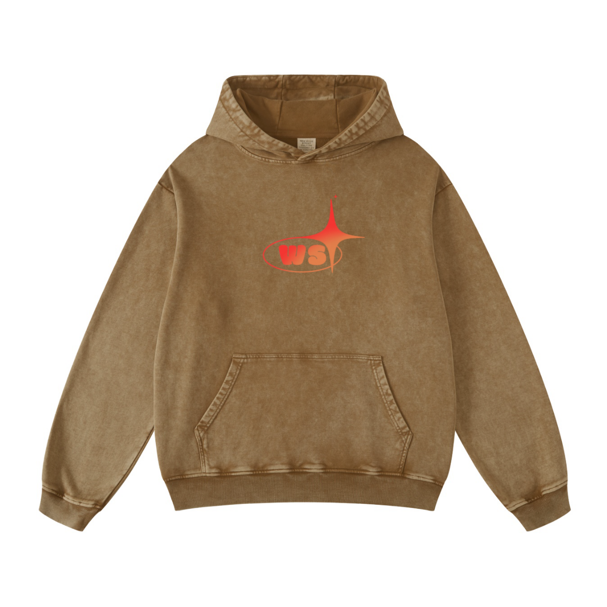 420GSM Women’s Heavyweight Fried-Color Snow-Wash Hoodie  Brown
