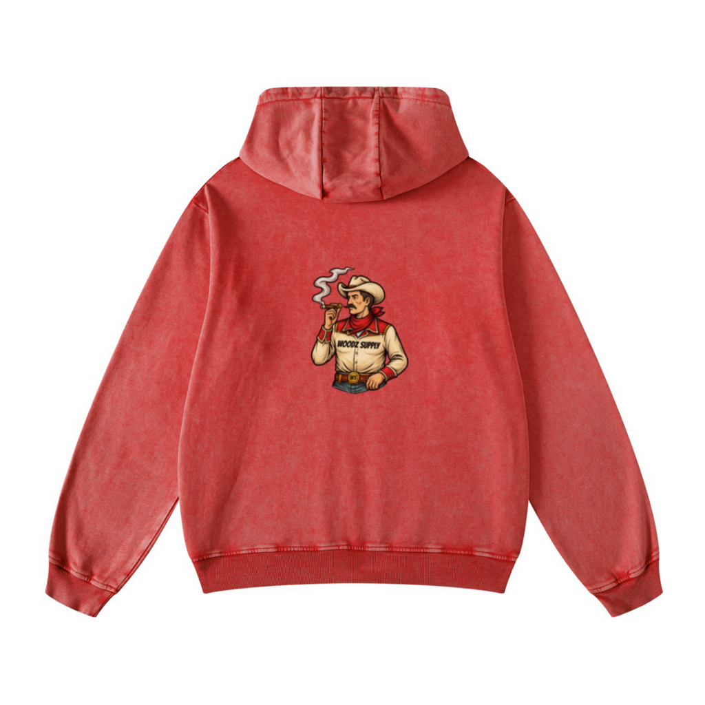 420GSM Women’s Heavyweight Fried-Color Snow-Wash Hoodie Red
