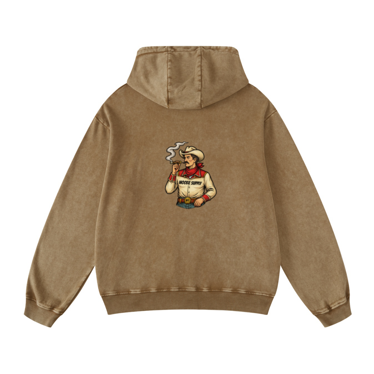 420GSM Women’s Heavyweight Fried-Color Snow-Wash Hoodie  Brown