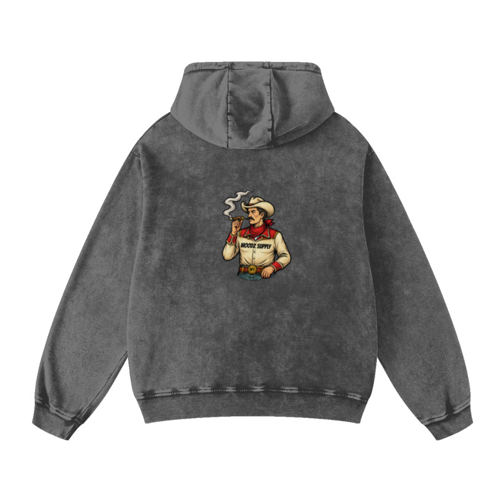 420GSM Women’s Heavyweight Fried-Color Snow-Wash Hoodie  Gray