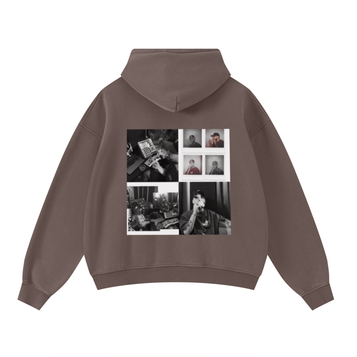 400GSM Unisex Washed Heavyweight Boxy-Fit Hoodie Vintage Dark Brown