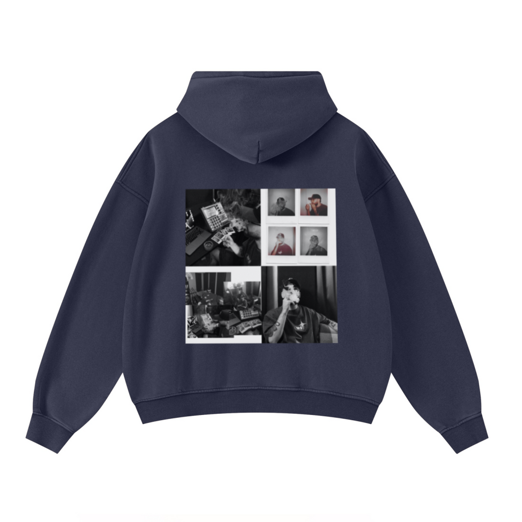 400GSM Unisex Washed Heavyweight Boxy-Fit Hoodie Vintage Royal Blue