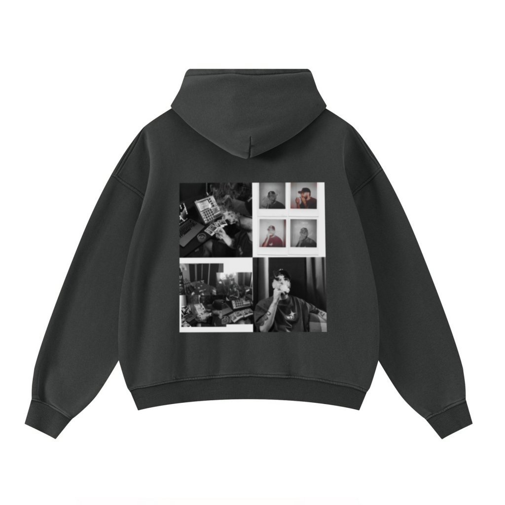 400GSM Unisex Washed Heavyweight Boxy-Fit Hoodie Vintage Dark Grey