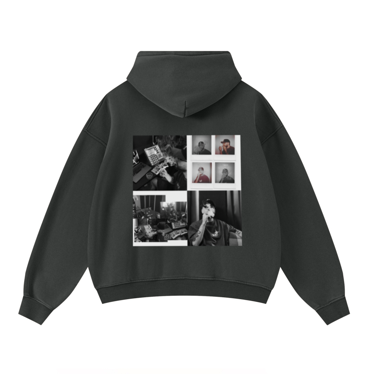 400GSM Unisex Washed Heavyweight Boxy-Fit Hoodie Vintage Dark Grey