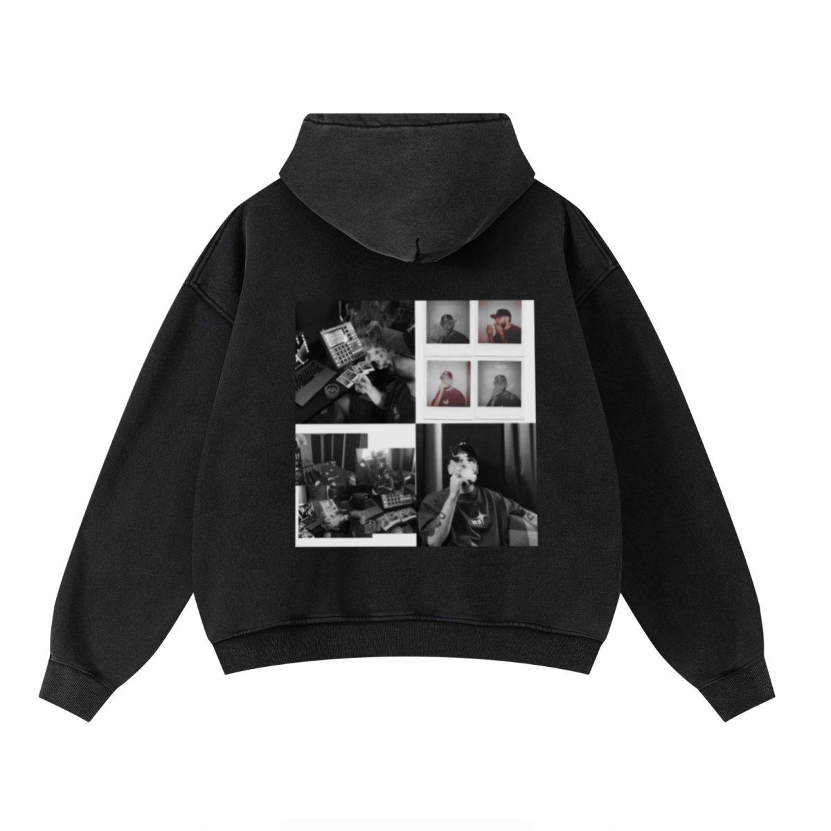 400GSM Unisex Washed Heavyweight Boxy-Fit Hoodie Vintage Black