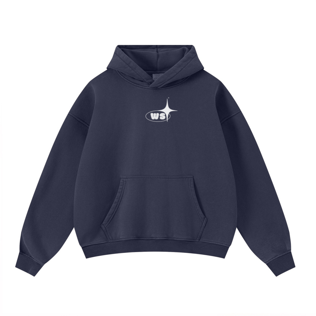 400GSM Unisex Washed Heavyweight Boxy-Fit Hoodie Vintage Royal Blue