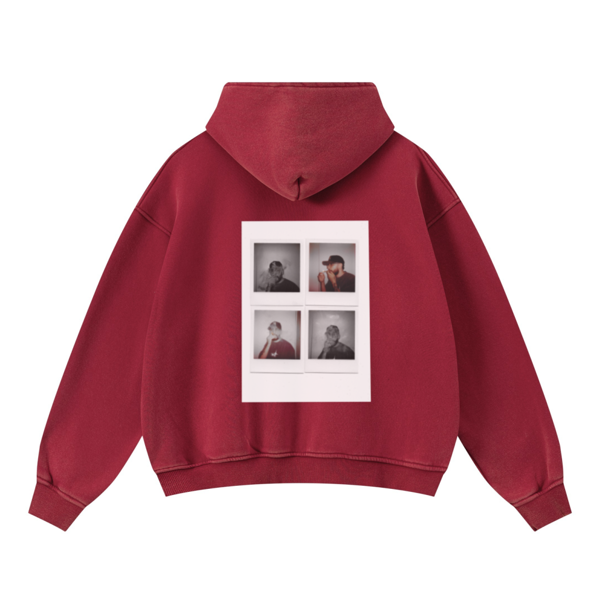 400GSM Unisex Washed Heavyweight Boxy-Fit Hoodie Vintage Red