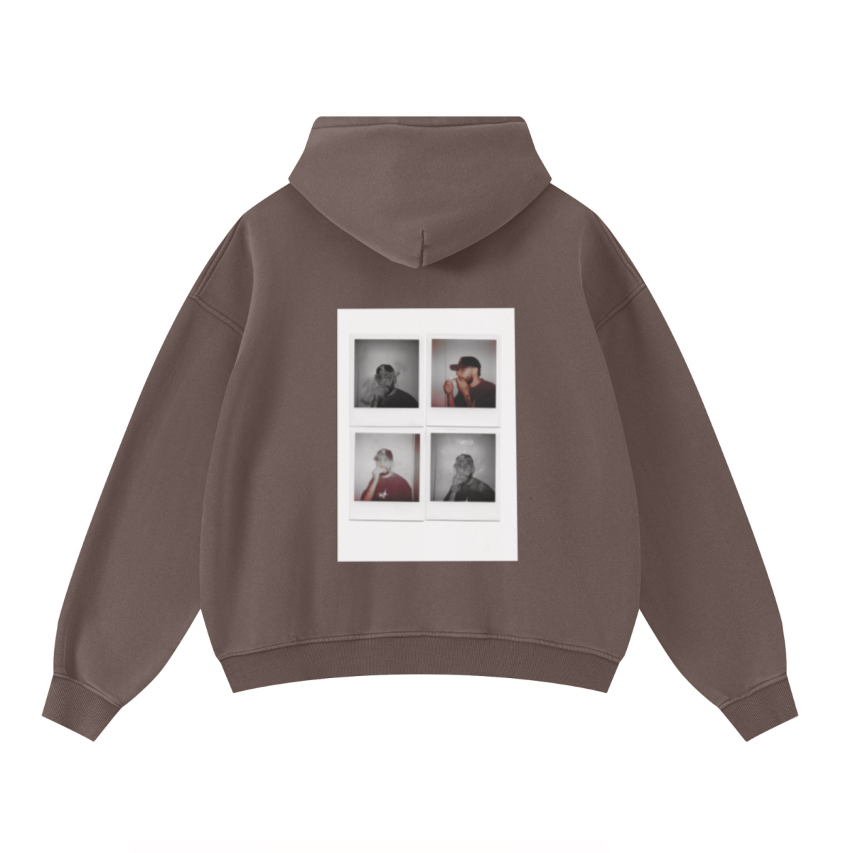 400GSM Unisex Washed Heavyweight Boxy-Fit Hoodie Vintage Dark Brown