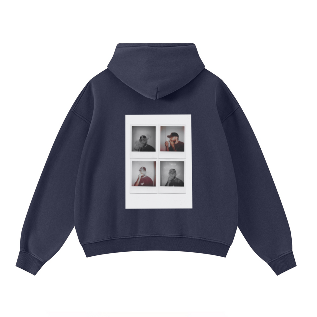 400GSM Unisex Washed Heavyweight Boxy-Fit Hoodie Vintage Royal Blue
