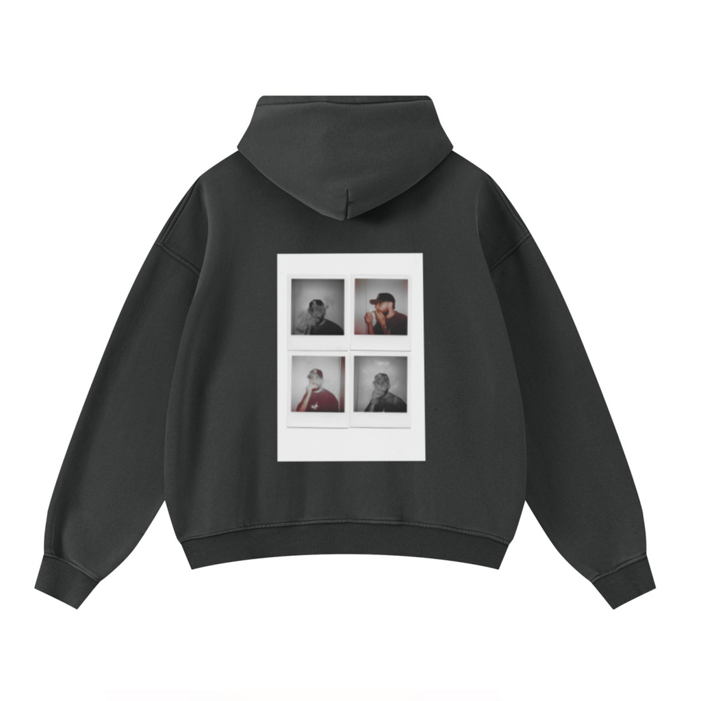 400GSM Unisex Washed Heavyweight Boxy-Fit Hoodie Vintage Dark Grey