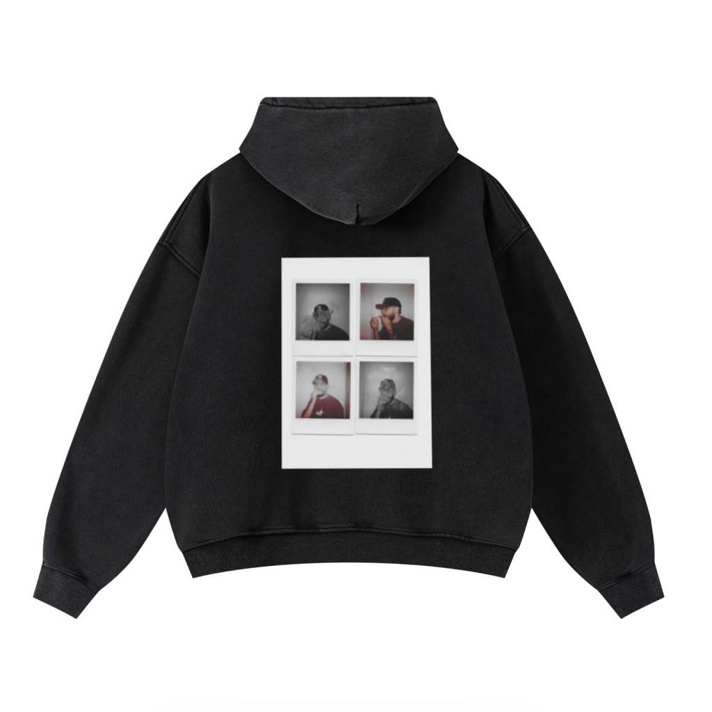 400GSM Unisex Washed Heavyweight Boxy-Fit Hoodie Vintage Black