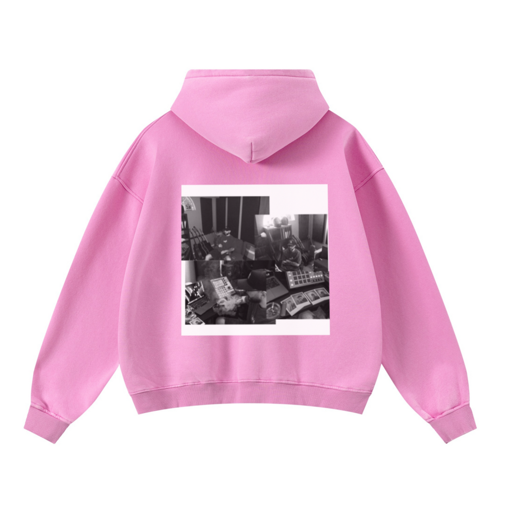 400GSM Unisex Washed Heavyweight Boxy-Fit Hoodie Vintage Peach Pink