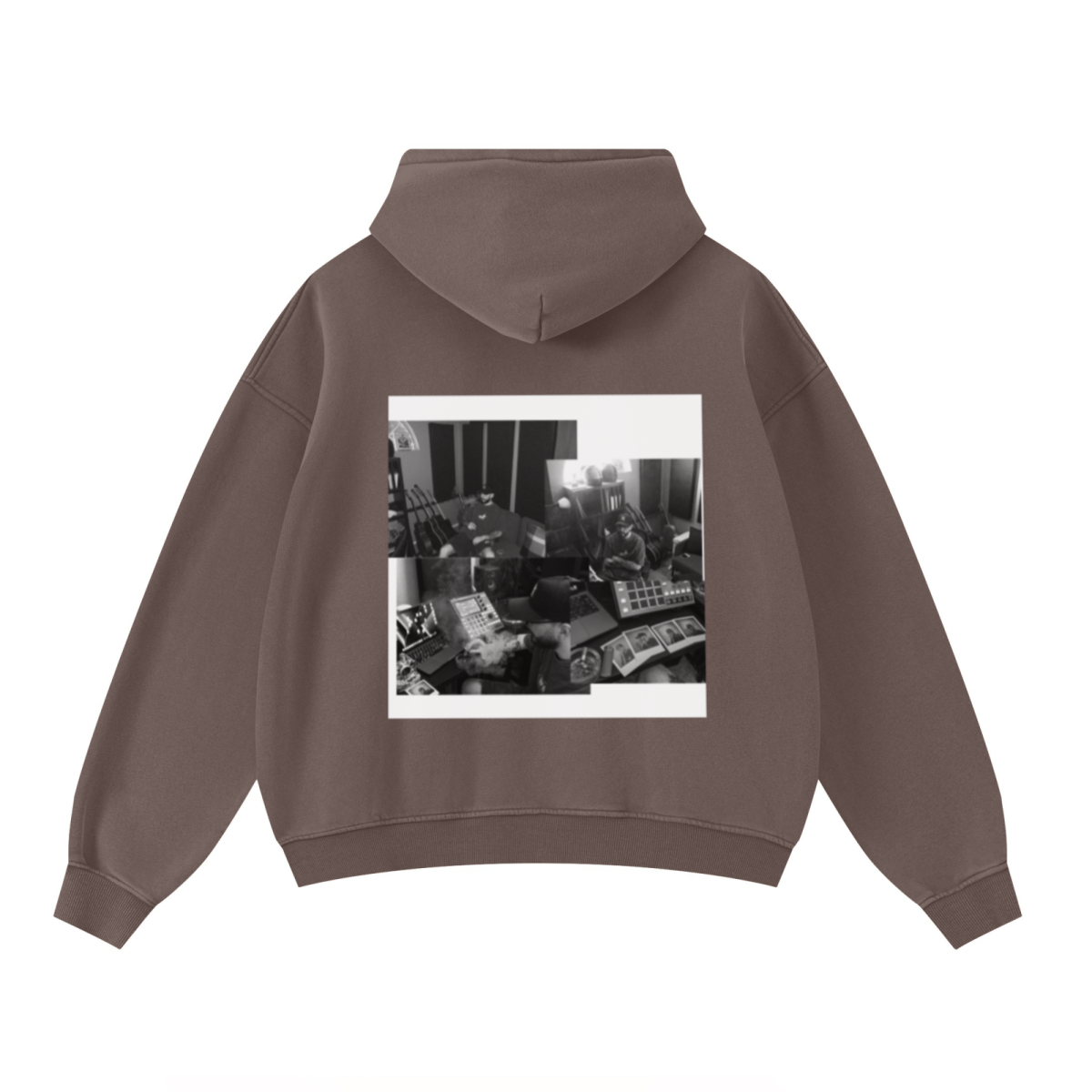 400GSM Unisex Washed Heavyweight Boxy-Fit Hoodie Vintage Dark Brown