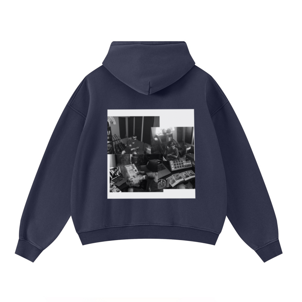 400GSM Unisex Washed Heavyweight Boxy-Fit Hoodie Vintage Royal Blue