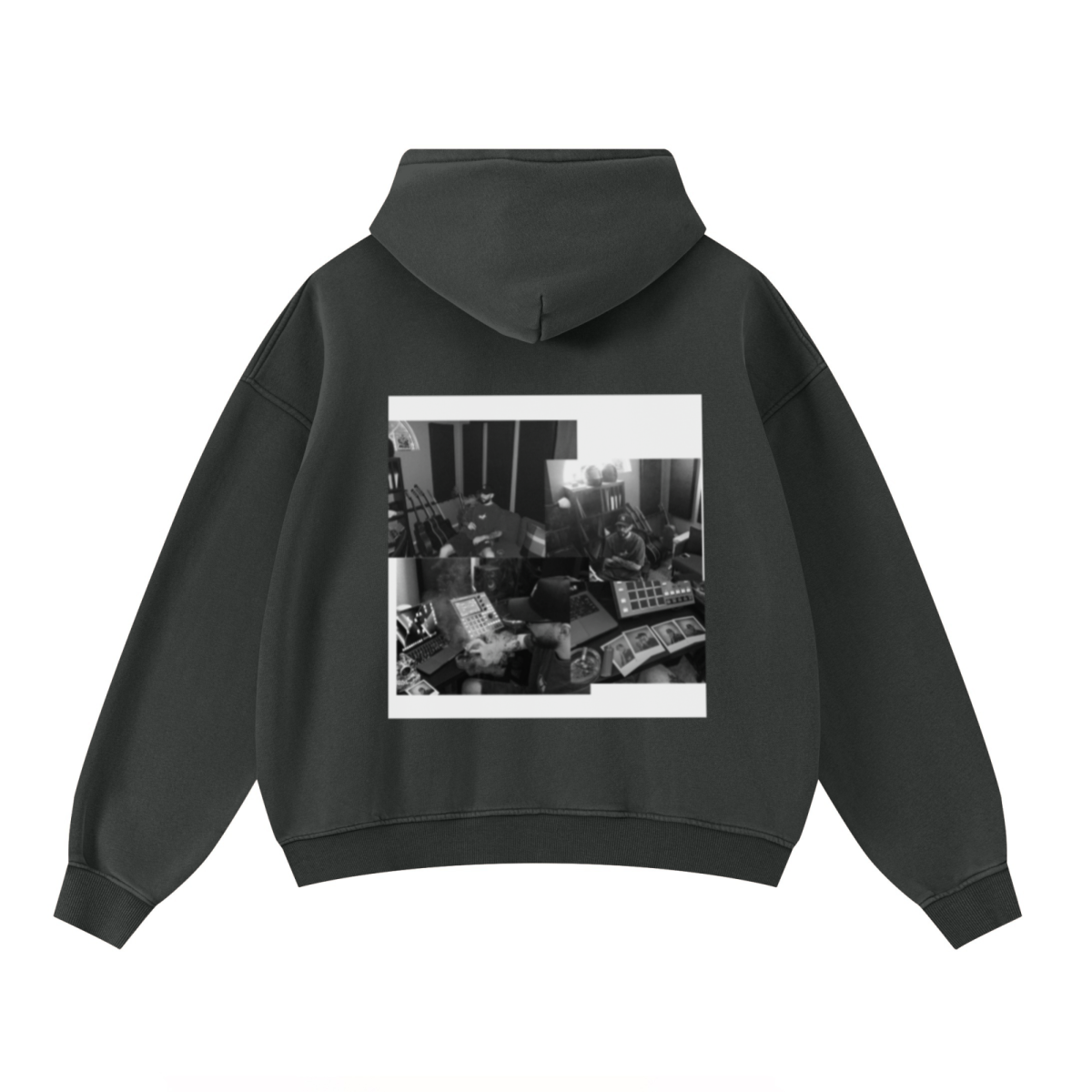 400GSM Unisex Washed Heavyweight Boxy-Fit Hoodie Vintage Dark Grey