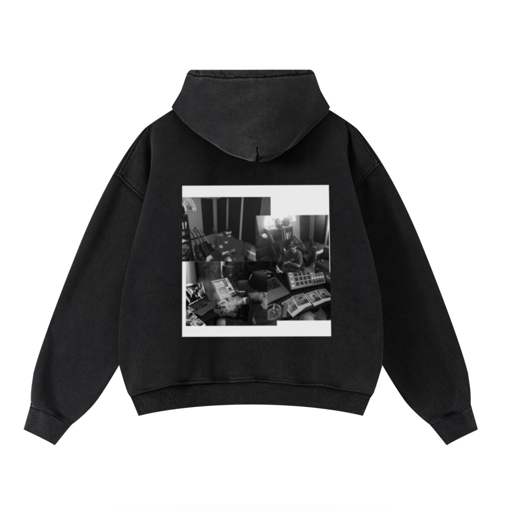 400GSM Unisex Washed Heavyweight Boxy-Fit Hoodie Vintage Black