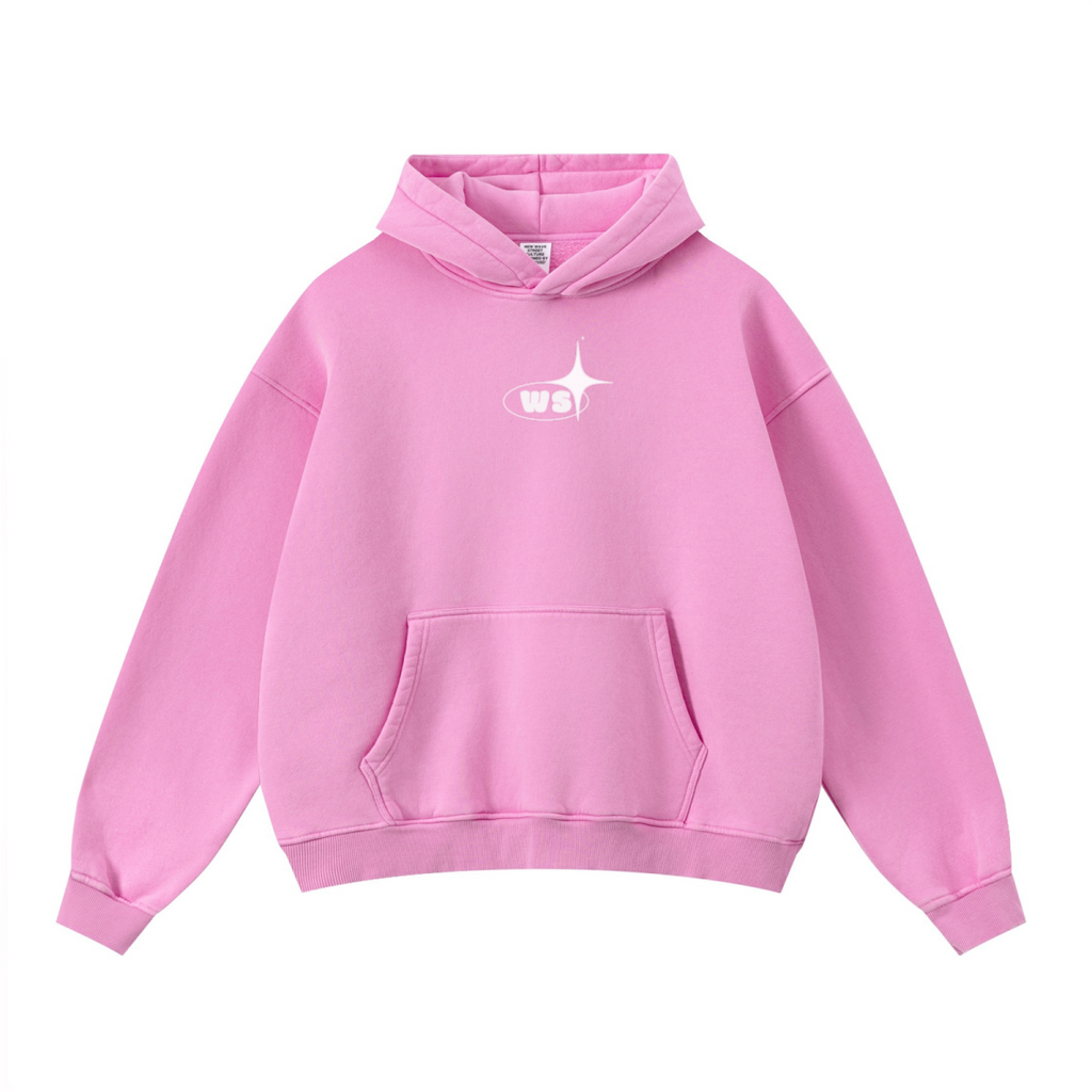 400GSM Unisex Washed Heavyweight Boxy-Fit Hoodie Vintage Peach Pink