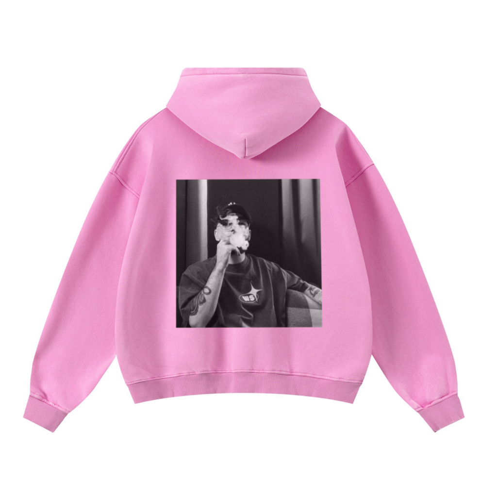 400GSM Unisex Washed Heavyweight Boxy-Fit Hoodie Vintage Peach Pink