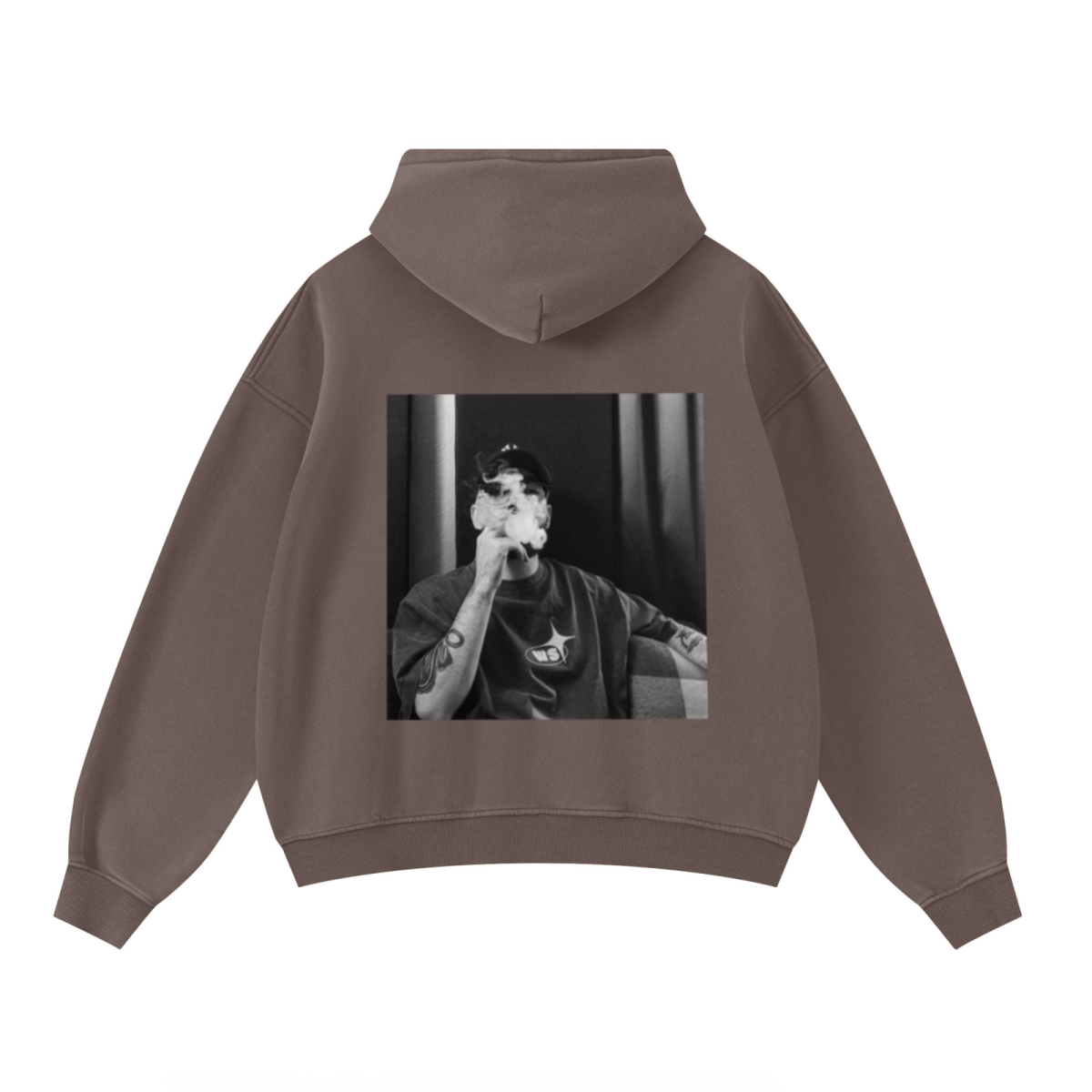 400GSM Unisex Washed Heavyweight Boxy-Fit Hoodie Vintage Dark Brown