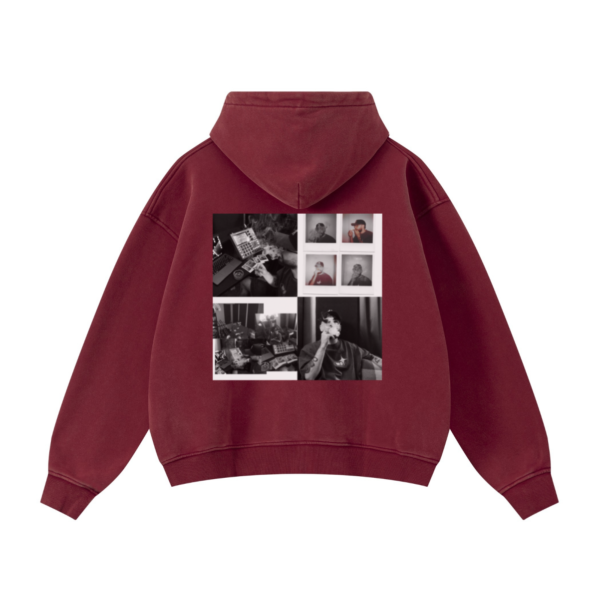 400GSM Unisex Vintage-Wash Boxy-Fit Zip-Up Hoodie Vintage Red