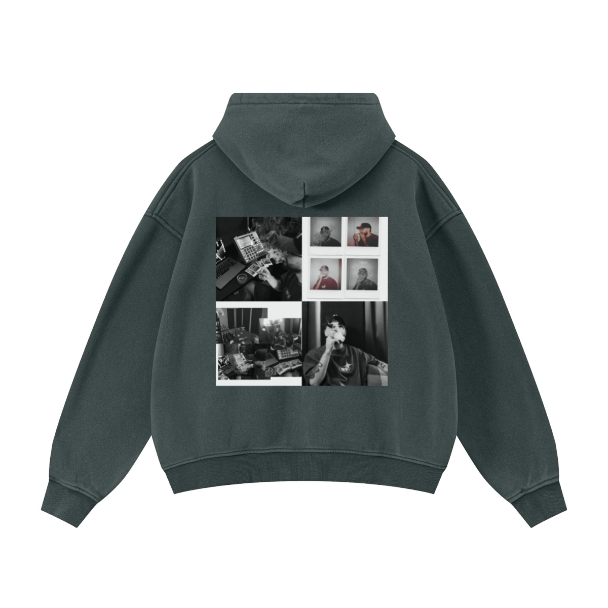 400GSM Unisex Vintage-Wash Boxy-Fit Zip-Up Hoodie Vintage Moss Green