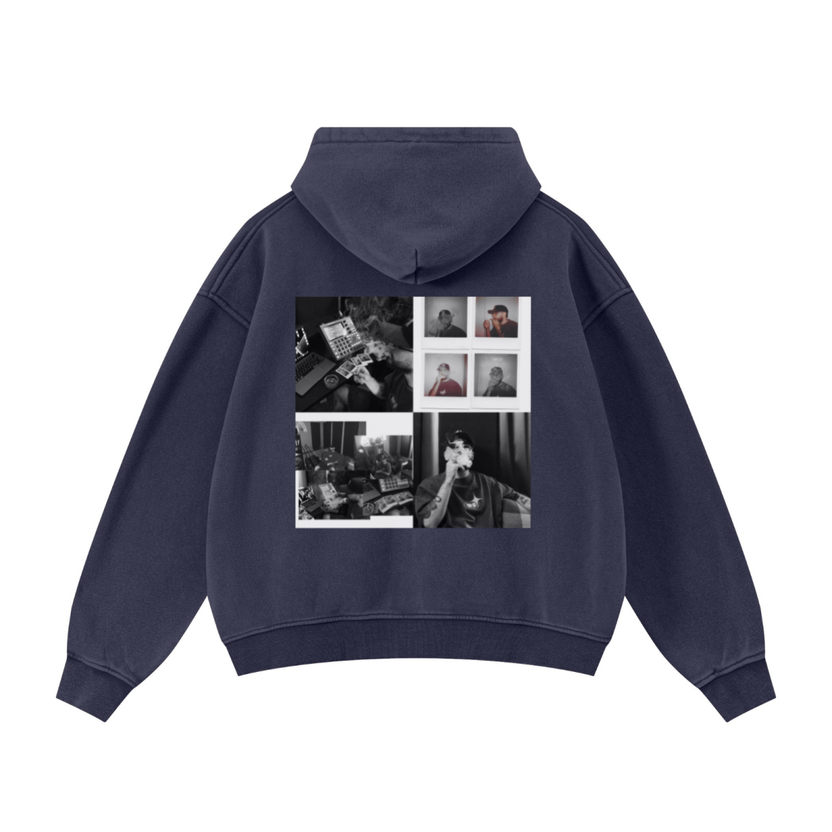 400GSM Unisex Vintage-Wash Boxy-Fit Zip-Up Hoodie Vintage Royal Blue