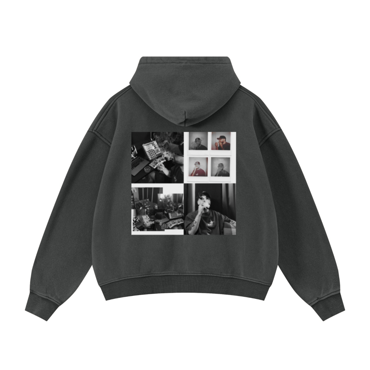 400GSM Unisex Vintage-Wash Boxy-Fit Zip-Up Hoodie Vintage Dark Grey