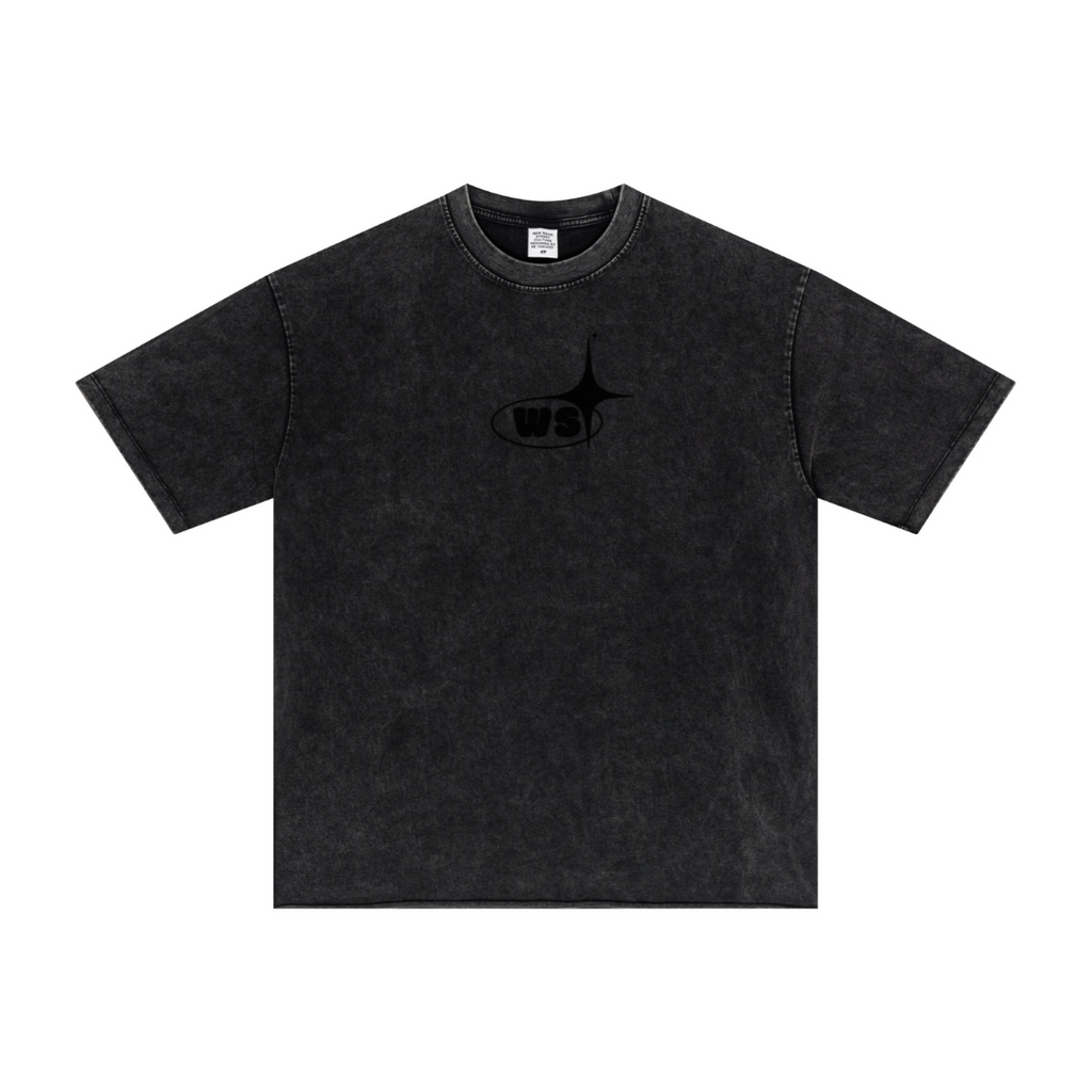275GSM Men’s Raw-Edge Pigment-Wash T-shirt Snow Wash