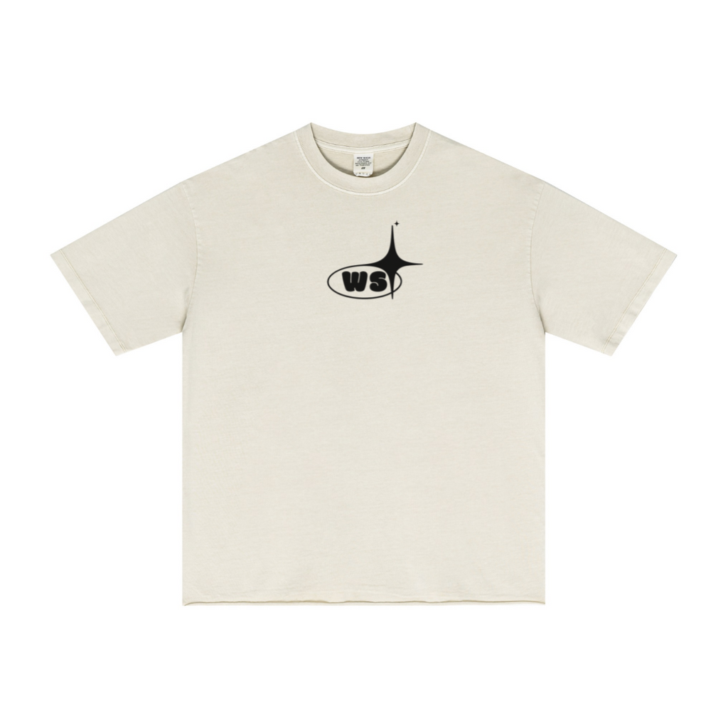 275GSM Men’s Raw-Edge Pigment-Wash T-shirt Apricot