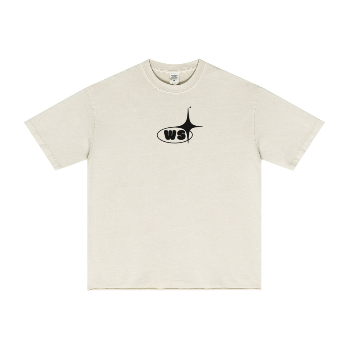 275GSM Men’s Raw-Edge Pigment-Wash T-shirt Apricot