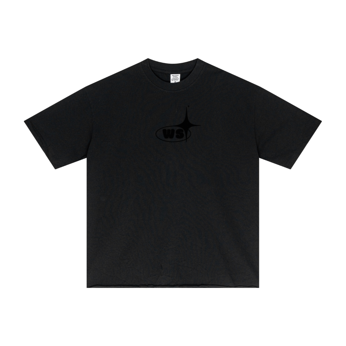 275GSM Men’s Raw-Edge Pigment-Wash T-shirt Black