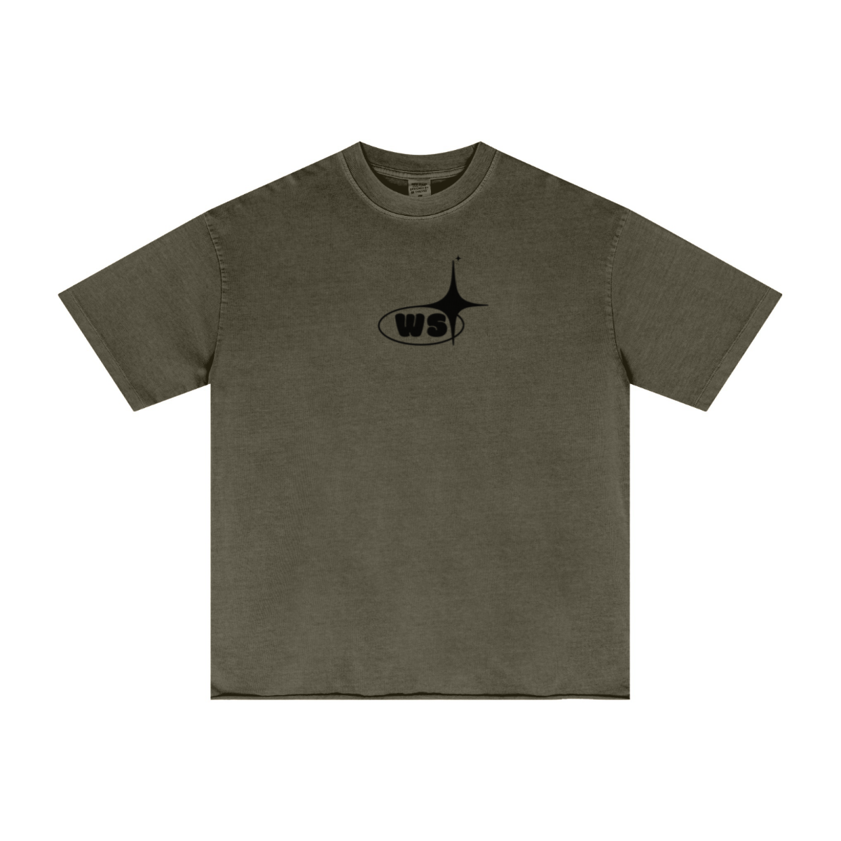 275GSM Men’s Raw-Edge Pigment-Wash T-shirt Dark green