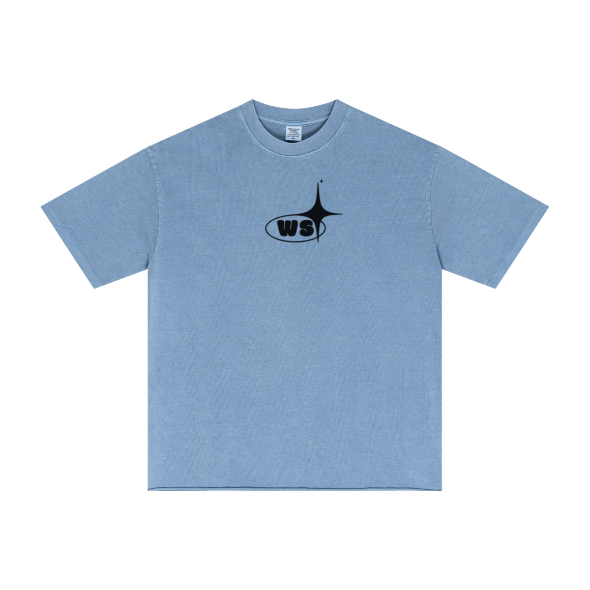 275GSM Men’s Raw-Edge Pigment-Wash T-shirt Blue