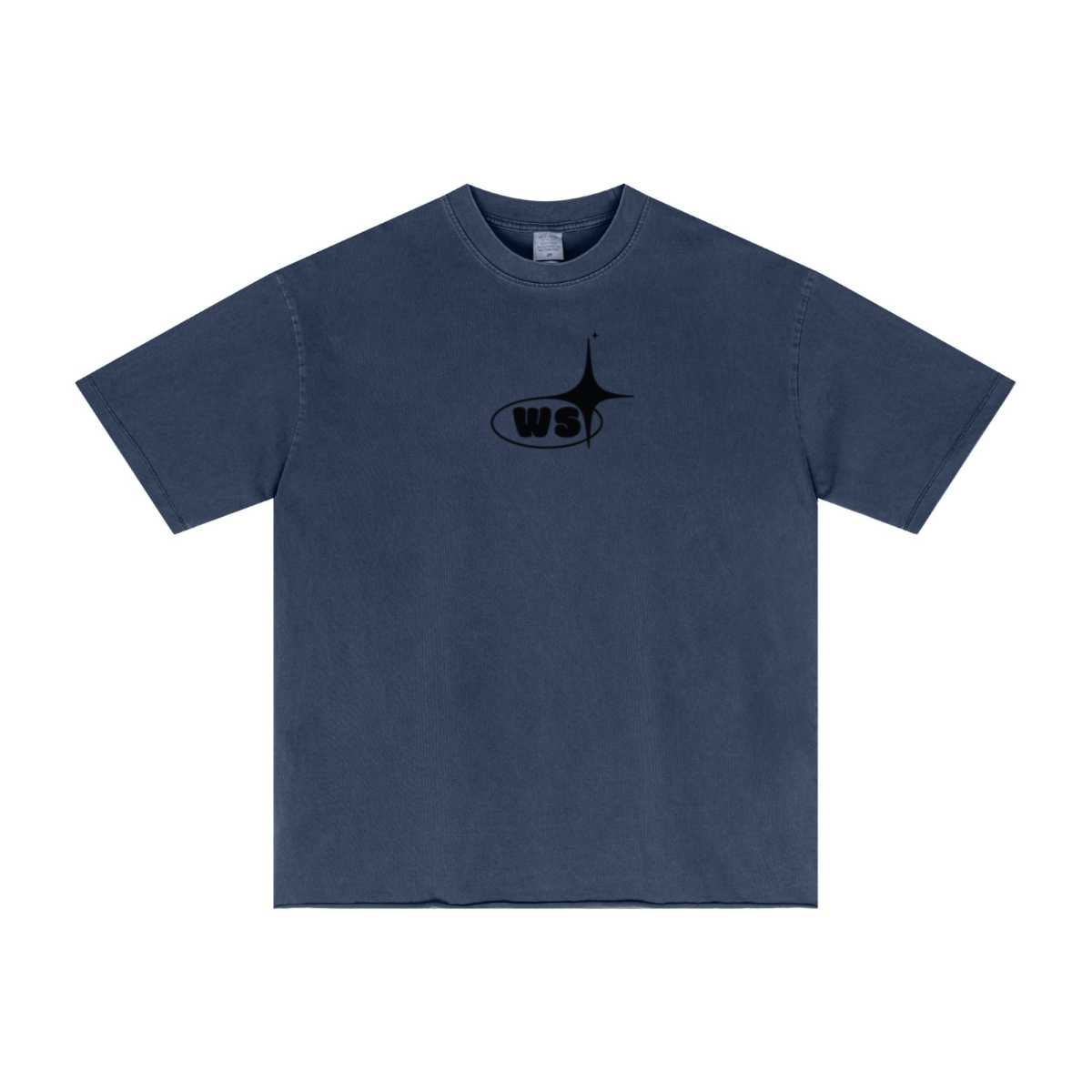 275GSM Men’s Raw-Edge Pigment-Wash T-shirt Dark blue