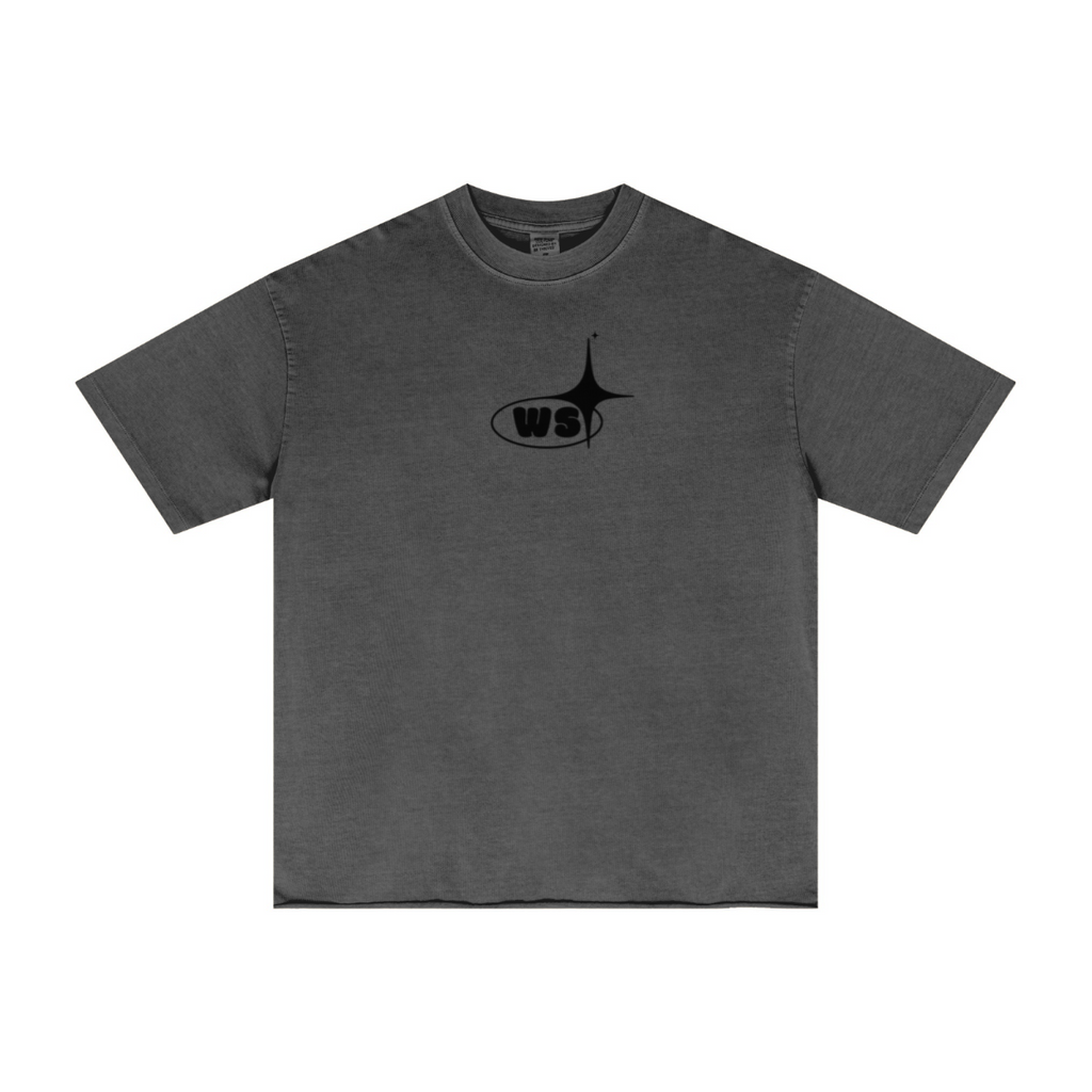 275GSM Men’s Raw-Edge Pigment-Wash T-shirt Dark grey