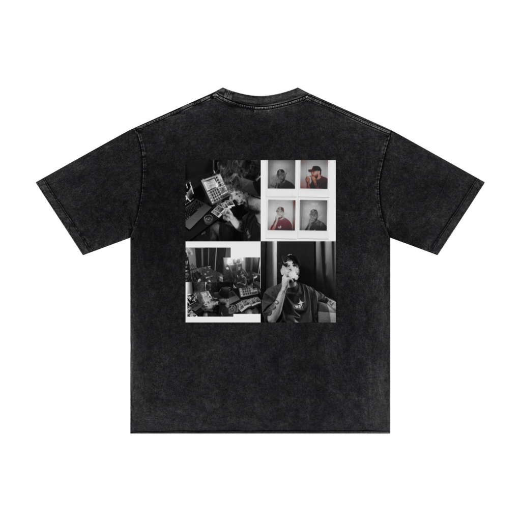 275GSM Men’s Raw-Edge Pigment-Wash T-shirt Snow Wash