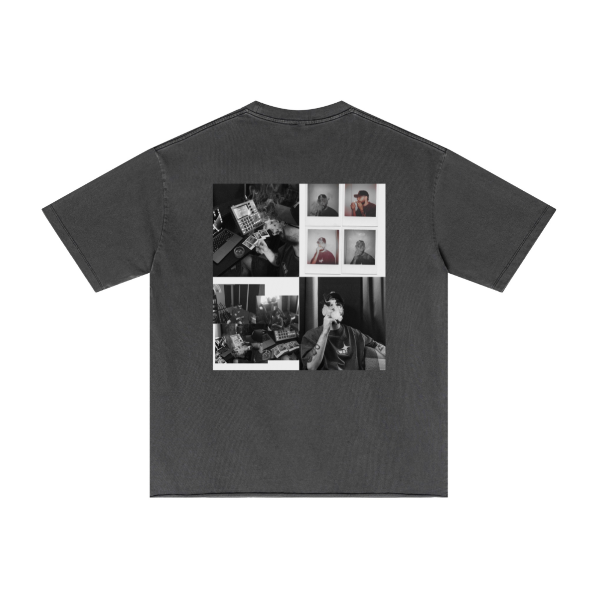 275GSM Men’s Raw-Edge Pigment-Wash T-shirt Dark green